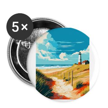 Insel Sylt Deutschland Vintage Reiseplakat Souvenir - Buttons klein 25 mm (5er Pack) - Weiß - Vorne