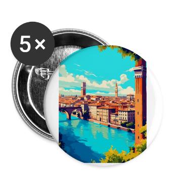 Verona Italien Vintage Reiseplakat WPA Souvenir - Buttons klein 25 mm (5er Pack) - Weiß - Vorne