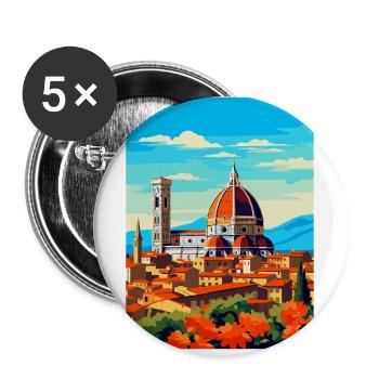 Florence Italie Affiche de voyage vintage Souvenir WPA - Lot de 5 petits badges (25 mm) - blanc - Devant
