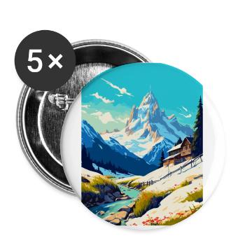Chamonix France Vintage Travel Poster Souvenir WPA - Buttons small 1''/25 mm (5-pack) - white - Front