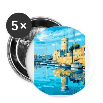 La Rochelle France Poster de voyage vintage souvenir - Lot de 5 petits badges (25 mm) - blanc - Devant