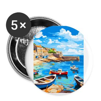 Trou de souris Angleterre Royaume-Uni Affiche de voyage vintage WPA Art - Lot de 5 petits badges (25 mm) - blanc - Devant