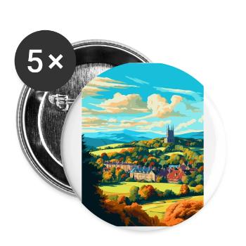 Great Malvern England Uk Reise Poster Souvenir - Buttons klein 25 mm (5er Pack) - Weiß - Vorne