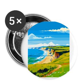 Dorset Uk Vintage Reiseposter Souvenir WPA - Buttons klein 25 mm (5er Pack) - Weiß - Vorne