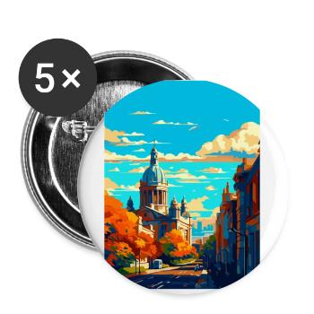 Liverpool Angleterre Royaume-Uni Affiche de voyage Souvenir WPA - Lot de 5 petits badges (25 mm) - blanc - Devant