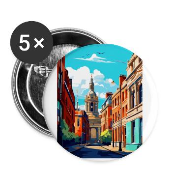 Leeds England Uk Vintage Travel Poster Souvenir - Buttons small 1''/25 mm (5-pack) - white - Front