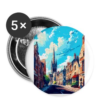 Oxford England Uk Vintage Reiseposter Souvenir - Buttons klein 25 mm (5er Pack) - Weiß - Vorne