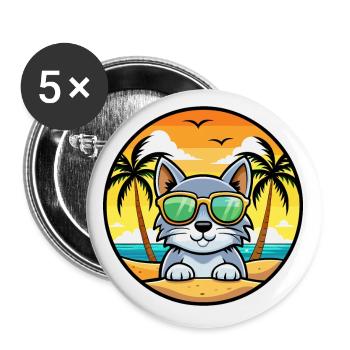 Australische Nebelkatzenrasse Cartoon Sonnenbrille Strand - Buttons klein 25 mm (5er Pack) - Weiß - Vorne