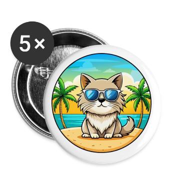 Colorpoint Persische Katzenrasse Cartoon Sonnenbrille - Buttons klein 25 mm (5er Pack) - Weiß - Vorne