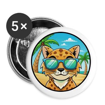 Australische gefleckte Nebelkatzenrasse Cartoon Beach - Buttons klein 25 mm (5er Pack) - Weiß - Vorne