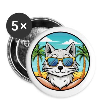 Lunettes de soleil de plage de race de chat angora turc - Lot de 5 petits badges (25 mm) - blanc - Devant