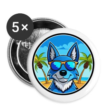 Blue Heeler Dog Breed Cartoon Sunglasses Beach - Buttons small 1''/25 mm (5-pack) - white - Front
