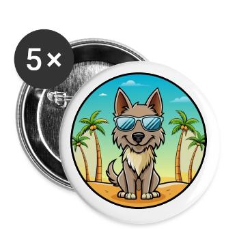 Berger Picard Hunderasse Cartoon Sonnenbrille Strand - Buttons klein 25 mm (5er Pack) - Weiß - Vorne