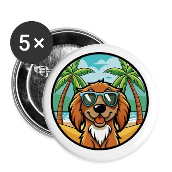 Boykin Spaniel Chien Race Dessin Animé Lunettes De Soleil Plage - Lot de 5 petits badges (25 mm) - blanc - Devant