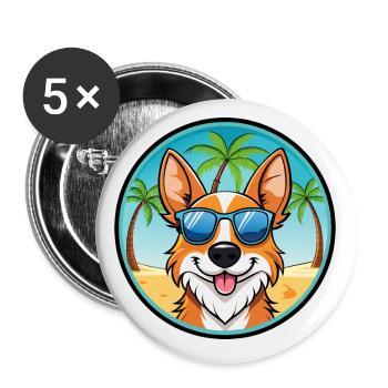 Brittany Dog Breed Cartoon Lunettes de soleil Beach - Lot de 5 petits badges (25 mm) - blanc - Devant