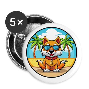 Chinese Imperial Dog Breed Cartoon Sunglass Beach - Buttons small 1''/25 mm (5-pack) - white - Front