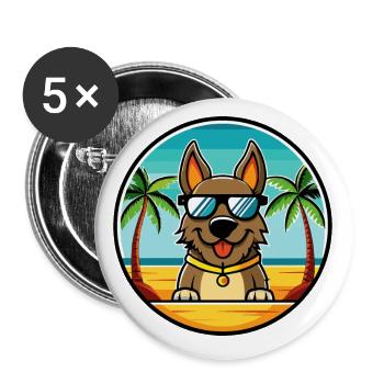 Deutsche Bracke Hunderasse Cartoon Sonnenbrille Strand - Buttons klein 25 mm (5er Pack) - Weiß - Vorne