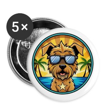 Glen Of Imaal Terrier Hunderasse Cartoon Sonnenbrille - Buttons klein 25 mm (5er Pack) - Weiß - Vorne