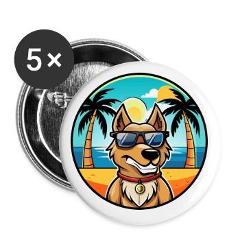 Magyar Agar Race Chien Dessin Animé Lunettes De Soleil Plage - Lot de 5 petits badges (25 mm) - blanc - Devant