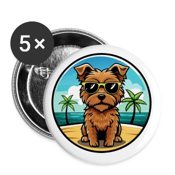 Norfolk Terrier Dog Breed Cartoon Sunglasses Beach - Buttons small 1''/25 mm (5-pack) - white - Front