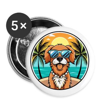 Picardy Spaniel Dog Breed Cartoon Sunglasses Beach - Buttons small 1''/25 mm (5-pack) - white - Front