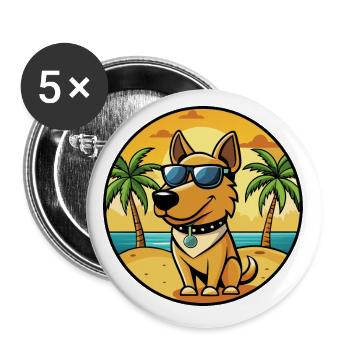 Polnische Jagdhunderasse Cartoon Sonnenbrille Strand - Buttons klein 25 mm (5er Pack) - Weiß - Vorne