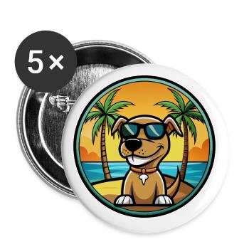 Sloughi Hunderasse Cartoon Sonnenbrille Strand - Buttons klein 25 mm (5er Pack) - Weiß - Vorne