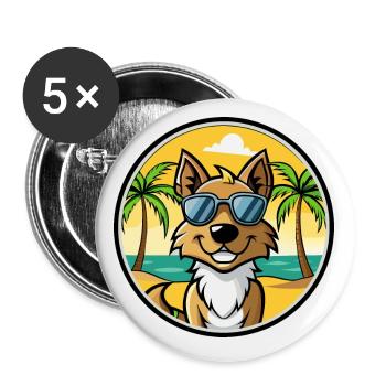 Tiroler Bracke Hunderasse Cartoon Sonnenbrille Strand - Buttons klein 25 mm (5er Pack) - Weiß - Vorne