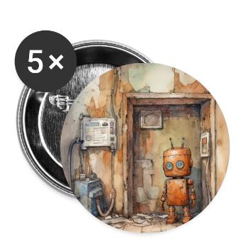 Alte rostige verlassene Roboter - Buttons klein 25 mm (5er Pack) - Weiß - Vorne