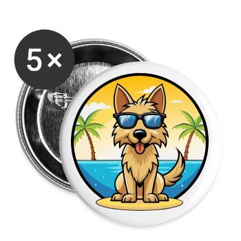 Berger Picard Hunderasse Cartoon Sonnenbrille Strand - Buttons klein 25 mm (5er Pack) - Weiß - Vorne