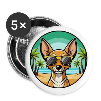 Cirneco Dell Etna Dog Breed Cartoon Sunglass Beach - Buttons small 1''/25 mm (5-pack) - white - Front