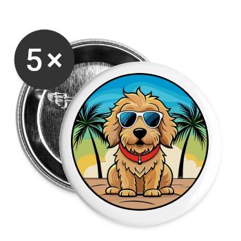Cockapoo Dog Breed Cartoon Sunglasses Beach - Buttons small 1''/25 mm (5-pack) - white - Front