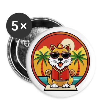 Chinese Imperial Dog Breed Cartoon Sunglass Beach - Buttons small 1''/25 mm (5-pack) - white - Front