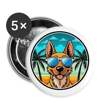 Holländischer Schäferhund Hunderasse Cartoon Sonnenbrille Strand - Buttons klein 25 mm (5er Pack) - Weiß - Vorne