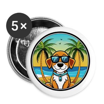 Lunettes de soleil de dessin animé de race de chien de Bretagne française plage - Lot de 5 petits badges (25 mm) - blanc - Devant