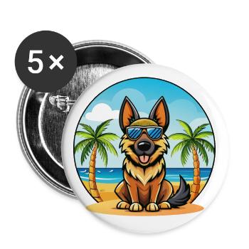 Deutsche Schafpudel Hunderasse Cartoon Sonnenbrille - Buttons klein 25 mm (5er Pack) - Weiß - Vorne