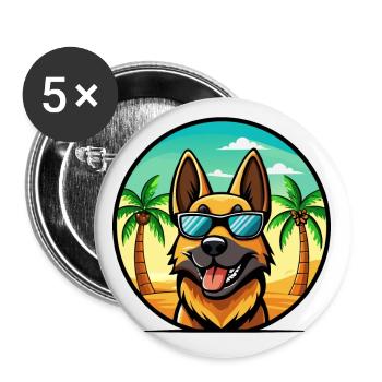 German Shepherd Dog Breed Cartoon Sunglasses Beach - Buttons small 1''/25 mm (5-pack) - white - Front