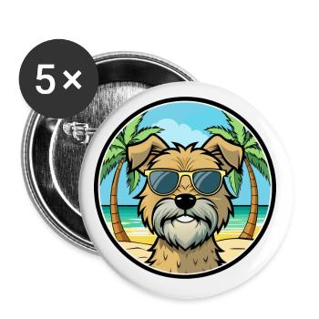 Glen Of Imaal Terrier Chien Race Dessin Animé Lunettes De Soleil - Lot de 5 petits badges (25 mm) - blanc - Devant