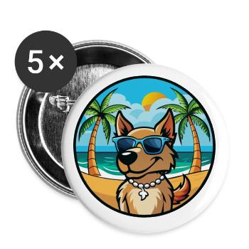 Magyar Agar Chien Race Dessin Animé Lunettes de soleil Plage - Lot de 5 petits badges (25 mm) - blanc - Devant