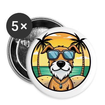 Istrischer Drahthaarhund Hunderasse Cartoon Beach - Buttons klein 25 mm (5er Pack) - Weiß - Vorne