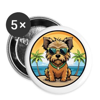 Norfolk Terrier Dog Breed Cartoon Sunglasses Beach - Buttons small 1''/25 mm (5-pack) - white - Front