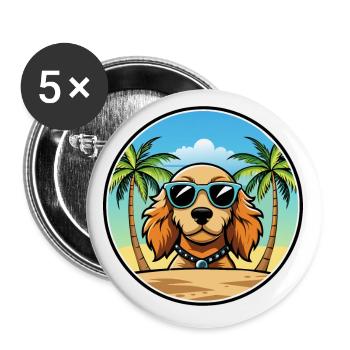 Norfolk Spaniel Dog Breed Cartoon Sunglasses Beach - Buttons small 1''/25 mm (5-pack) - white - Front