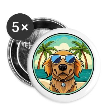 Picardy Spaniel Dog Breed Cartoon Sunglasses Beach - Buttons small 1''/25 mm (5-pack) - white - Front