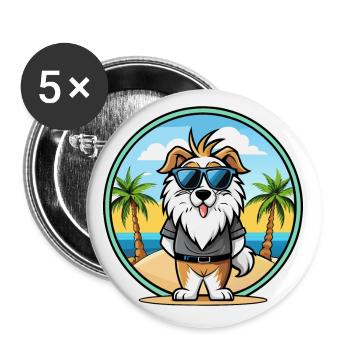 Picardy Sheepdog Breed Cartoon Sunglasses Beach - Buttons small 1''/25 mm (5-pack) - white - Front