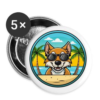 Tiroler Bracke Hunderasse Cartoon Sonnenbrille Strand - Buttons klein 25 mm (5er Pack) - Weiß - Vorne