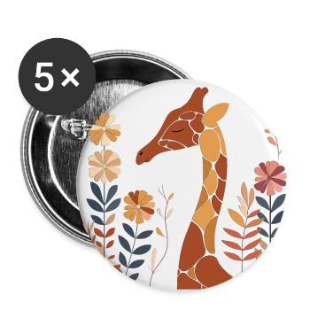 Florale Giraffe - Buttons klein 25 mm (5er Pack) - Weiß - Vorne