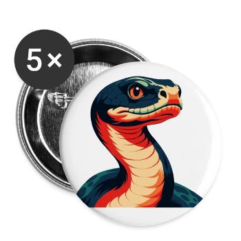 Anaconda Zeichentrickfigur Buntes Haustier Tier - Buttons klein 25 mm (5er Pack) - Weiß - Vorne