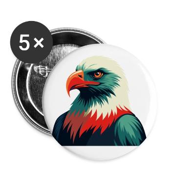 aigle dessin animé personnage animal de compagnie coloré - Lot de 5 petits badges (25 mm) - blanc - Devant