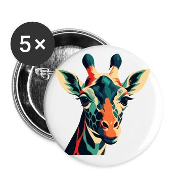 Girafe Dessin animé Personnage Animal de compagnie coloré - Lot de 5 petits badges (25 mm) - blanc - Devant