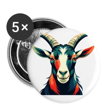 Goat Cartoon Character Colorful Pet Animal - Buttons small 1''/25 mm (5-pack) - white - Front